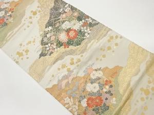 秋草に色紙散らし・古典柄模様織出し袋帯